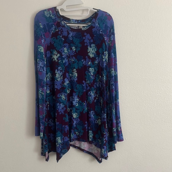 LOGO Lori Golden Floral Patterned Women's Top‎ - Picture 1 of 3
